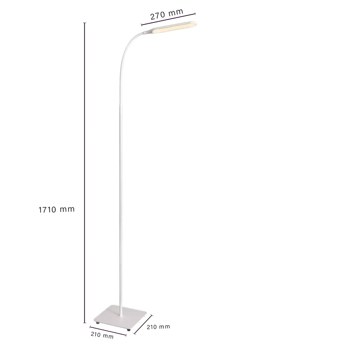 LÁMPARA DE PISO LED CON CUELLO DE CISNE, CONTROL TÁCTIL