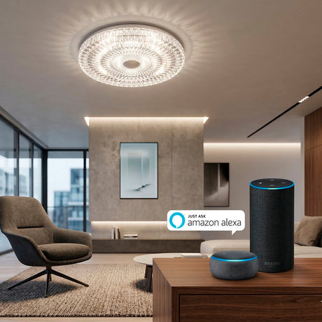 LÁMPARA DE TECHO LED INTELIGENTE 21 EFECTO VIDRIO C/CONTRO