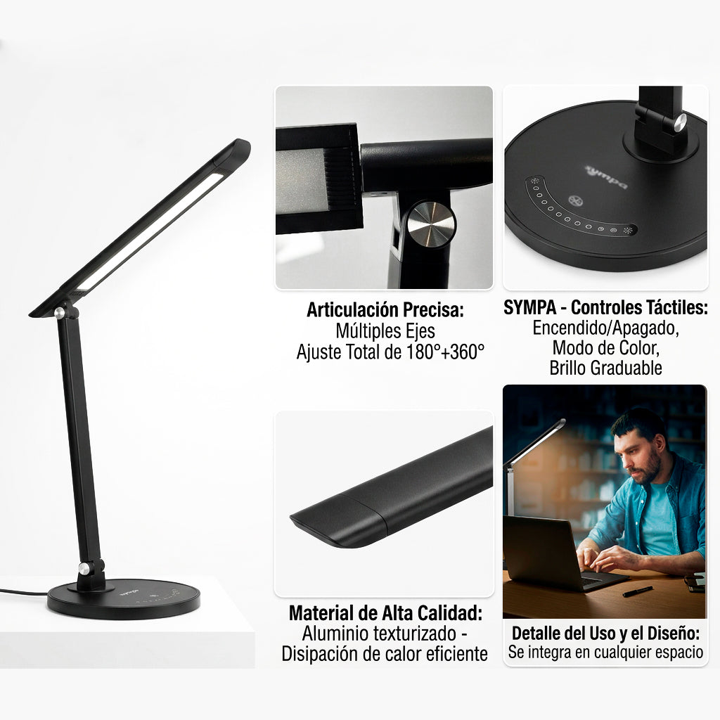 LÁMPARA DE ESCRITORIO LED TÁCTIL CON PROTECCIÓN OCULAR.