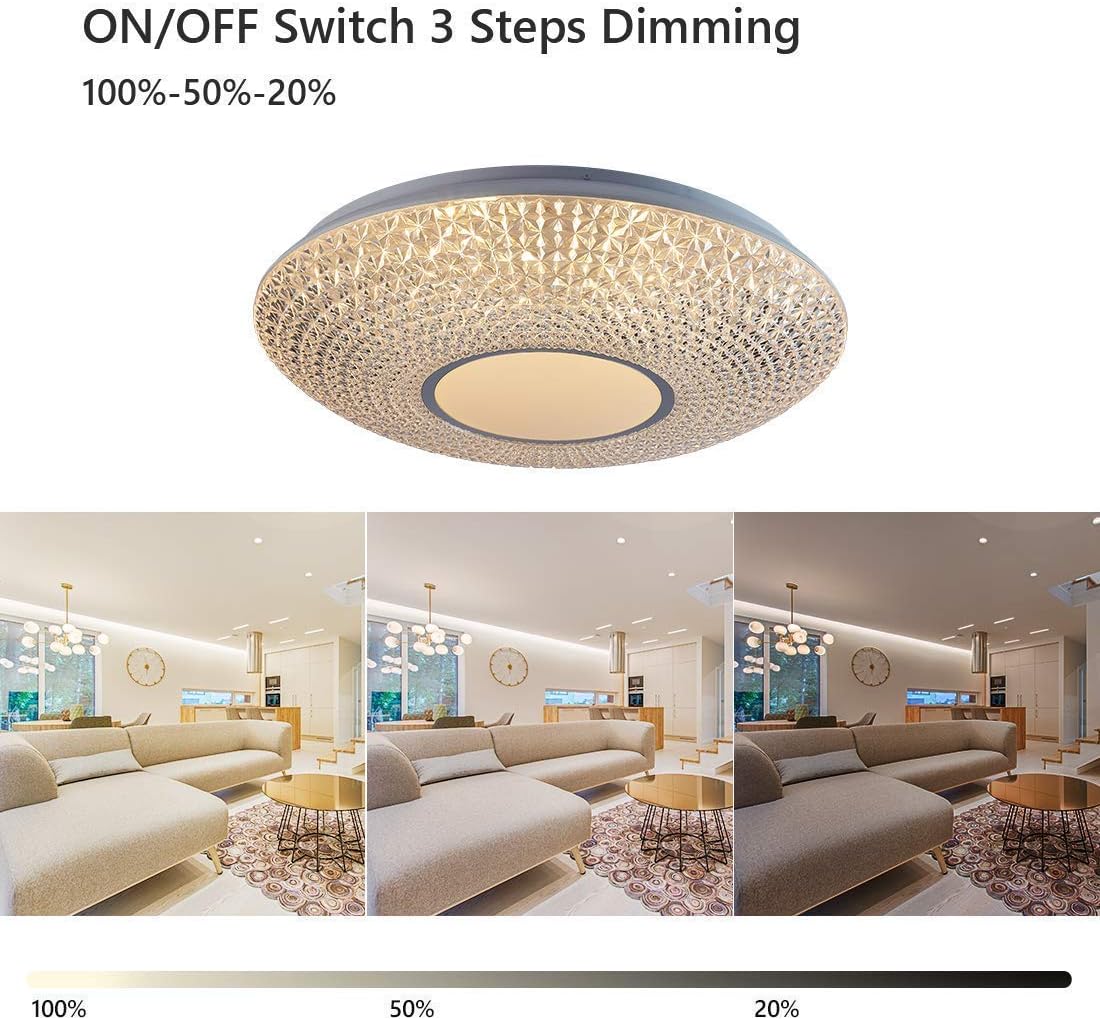 LÁMPARA DE TECHO EFECTO CRISTAL LUZ CÁLIDA